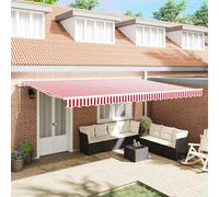 vidaXL Tendone manuale 5 x 3 m Striscia Rossa e Bianca 100% Poliestere