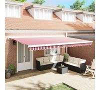 vidaXL Tendone manuale 5 x 3 m Striscia Rossa e Bianca 100% Poliestere