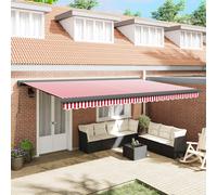 vidaXL Tendone manuale 5 x 3 m Striscia Rossa e Bianca 100% Poliestere