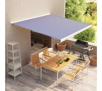 vidaXL Tendone Parasole in Tela Blu e Bianco 350x250 cm