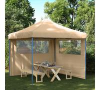 vidaXL Tendone per Feste Pieghevole Pop-Up con 2 Pareti Beige