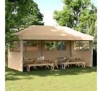 vidaXL Tendone per Feste Pieghevole Pop-Up con 3 Pareti Beige