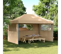 vidaXL Tendone per Feste Pieghevole Pop-Up con 3 Pareti Beige