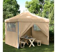 vidaXL Tendone per Feste Pieghevole Pop-Up con 4 Pareti Beige
