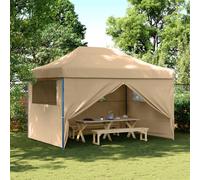 vidaXL Tendone per Feste Pieghevole Pop-Up con 4 Pareti Beige
