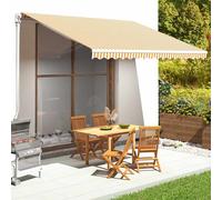 vidaXL Tessuto di Ricambio per Tenda da Sole Giallo e Bianco 380x345 cm Poliestere