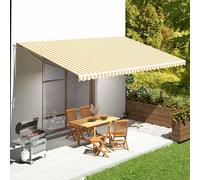 vidaXL Tessuto di Ricambio per Tenda da Sole Giallo e Bianco 6x3,5 m