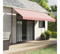 vidaXL Tessuto di Ricambio per Tenda da Sole Rosso e Bianco 380x345 cm Poliestere