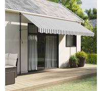 Tessuto Ricambio Mantovana Tenda Strisce Antracite e Bianche 380x20 cm