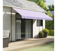 vidaXL Tessuto Ricambio per Mantovana da Tenda Righe Blu e Bianche 4 m, Sostituzione Tenda da Sole, baldacchino da Giardino, Sostituzione Tenda da Sole Superiore