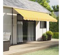 vidaXL Tessuto Ricambio per Mantovana Tenda Righe Gialle e Bianche 4 m, Sostituzione Tenda da Sole, baldacchino da Giardino, Sostituzione Tenda da Sole Superiore
