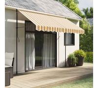 vidaXL Tessuto Ricambio per Mantovana Tenda Righe Giallo e Grigio 3 m, Sostituzione Tenda da Sole, baldacchino da Giardino, Sostituzione Tenda da Sole Superiore