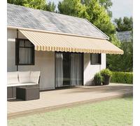 vidaXL Tessuto Ricambio per Mantovana Tenda Righe Giallo e Grigio 6 m, sostituzione tenda da sole, baldacchino da giardino, sostituzione tenda da sole superiore