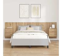 vidaXL Testata con Comodino 3 pcs Rovere artigianale Legno multistrato