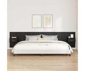 vidaXL Testata con Comodino 3 pcs Rovere Nero Legno multistrato