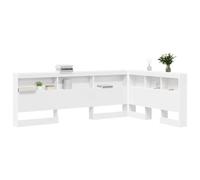 vidaXL Testiera a Forma di L Bianca per libreria, 120 x 200 cm, in Legno Compensato. Ampio Spazio di archiviazione con scaffali integrati. Design Minimalista, Durevole e Facile da Pulire. Perfetta p