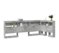 vidaXL Testata Letto 90 x 200 cm in Grigio Cemento, Design a L in Legno ingegnerizzato. Ampio Spazio di stoccaggio, Durevole e Facile da Pulire. Stile Minimalista con Finitura melaminica, Perfetta p