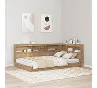 vidaXL Testiera a L per Libri 120 x 190 cm in Rovere, Legno Ingegnerizzato, Marrone. Design Autoportante con Tanto Spazio per Riporre. Facile da Pulire per Letto in Camera da Letto. Soluzione Minima