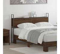 vidaXL Testata per Letto con libreria da 160 cm in Legno ingegnerizzato e Acciaio Color Noce. Ha Tanto Spazio per riporre Le Cose e Punti di Ricarica integrati. È Un Design Moderno, Ideale per Uso i