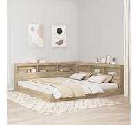 vidaXL Testiera Libreria in Rovere Sonoma a Forma di L 180 x 200 cm. È Realizzata in Legno ingegnerizzato, ha Ampi Ripiani per stoccare Oggetti. Il Design Minimalista Aiuta a Risparmiare Spazio e or