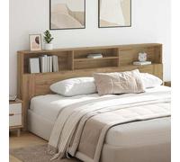 vidaXL Testiera libreria in rovere artigianale, in legno ingegnerizzato, 220 x 19 x 101,5 cm - Ottimizza lo spazio con ripiani per la camera da letto - Finitura liscia - Stile minimalista - Richiede