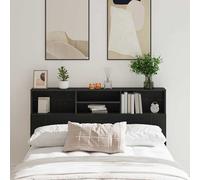 vidaXL Mobile con testiera in Rovere Nero, Moderno, in Legno massello, con scaffali integrati. Dimensioni: 160 x 19 x 103,5 cm. Una Soluzione Elegante per la Tua Camera da Letto.