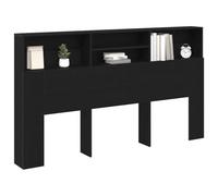 vidaXL Testata del letto Rovere Nero Legno ingegnerizzato | Aspetto semplice e chic, Scaffali integrati per tutte le tue cose, Fatta in legno di rovere massello