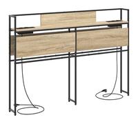 vidaXL Testata di Letto in Rovere Sonoma con Spazio per riporre Cose, Fatta in Legno ingegnerizzato e Acciaio Nero. È Larga 160 cm, ha Un Design Moderno, mensole Integrate e Una Grande Stazione di r