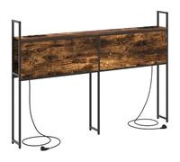 vidaXL Testata in Quercia affumicata con ripostiglio, 150 cm. Struttura in Legno ingegnerizzato e Acciaio. Include Una Stazione di Ricarica e Porte Integrate. Design Moderno per Una Camera da Letto.