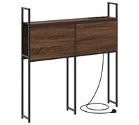 vidaXL Testata Letto con libreria Marrone Rovere da 90 cm in Legno ingegnerizzato. Ha Una Struttura in Metallo, Prese di Corrente Integrate e Piedini Antiscivolo. Ha Un Design Moderno ed è da montar