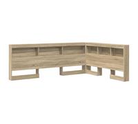 vidaXL Testata Letto in Oak Sonoma 135 x 190 cm, in Legno ingegnerizzato, a Forma di L. Ha Tanto Spazio per riporre roba, mensole Integrate, Un Design Minimalista e Fa Risparmiare Spazio. Perfetta p