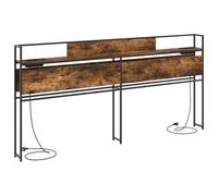 vidaXL Testata Letto in Rovere Affumicato, Legno ingegnerizzato e Acciaio, 200 cm. Ha Un Design Moderno con mensole Integrate, Una Stazione di Ricarica e Piedi Antiscivolo Ampi. È Perfetta per l'uso