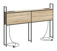 vidaXL Testata Letto in Rovere Sonoma da 135 cm, Realizzata in Legno ingegnerizzato e Acciaio. Ha Tanto Spazio per riporre Cose e Ripiani, Stazione di Ricarica, Design Moderno per camere da Letto co