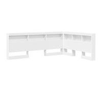 vidaXL Testata Letto Libreria Bianca 150 x 200 cm, Design Salvaspazio a L in Legno Ingegnerizzato. Ampio Spazio per riporre con Ripiani integrati. Stile Minimalista per Una Camera da Letto Ben Organ