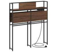 vidaXL Testata Letto Marrone Quercia 100cm in Legno Ingegnerizzato e Struttura in Acciaio con Stazione di Ricarica e 2 Uscite AC - Un'ottima Soluzione di stoccaggio, Design Moderno per la Camera da