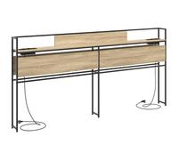 vidaXL Testata Letto Moderna con Ripiani per Oggetti e Stazione di Ricarica in Rovere Sonoma, Legno ingegnerizzato, 180 cm. Struttura in Acciaio Nero. Un'ottima Soluzione per Tenere in Ordine la Tua