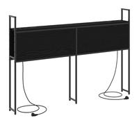 vidaXL Testata libreria in Nero Rovere da 140 cm, Legno ingegnerizzato, Metallo. Ampio Spazio di archiviazione, Stazione di Ricarica, Piedini Antiscivolo, Fissaggio Sicuro. Stile Moderno, Adatta per