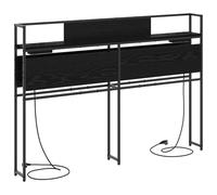 vidaXL Testata Libreria in Quercia Nera, 150 cm, in Legno Compensato. Ha Una Struttura Metallica e Una Stazione di Ricarica. Ampio Spazio di archiviazione e mensole con Design Moderno, Perfetta per