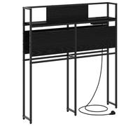 vidaXL Testata Moderna con libreria e contenitori in Rovere Nero da 90 cm. Struttura in Acciaio Metallico e Legno ingegnerizzato. Include Una Stazione di Ricarica con Porte AC e USB. Ha mensole Ampi
