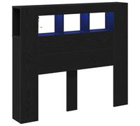 vidaXL Testata Moderna in Rovere Nero con Illuminazione LED e Spazio di Stoccaggio | Mobili Eleganti per la Camera da Letto con Finitura Testurizzata Ideale per
