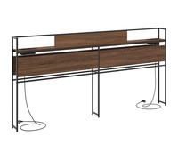 vidaXL Testata Moderna per Libreria in Marrone Rovere 180 cm, Fatta in Legno Ingegnerizzato e Acciaio. Ha Una Stazione di Ricarica Integrata con 2 Porte USB A e C. Ampio Spazio per riporre Cose e Pie
