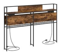 vidaXL Testata per Letto in Rovere Affumicato da 120 cm, Realizzata in Legno ingegnerizzato e Acciaio. Ha Una Stazione di Ricarica Integrata con 2 Prese AC e Porte USB di Tipo A e C. Grazie ai Piedi