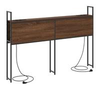 vidaXL Testata per Letto Marrone Robusto da 120 cm in Legno ingegnerizzato, con Elementi in Acciaio. Ha ripostiglio e Porte di Ricarica Integrate, Perfetta per Una Camera Moderna. Serve l'assemblagg