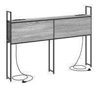vidaXL Testata per Libreria Grigia Sonoma da 160cm in Legno Ingenerizzato e Acciaio. Spaziosa, con Punti di Ricarica Moderni. Piedini Antiscivolo e Montaggio Sicuro a Muro. Perfetta per Tenere in ORD
