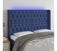 VidaXL Testiera a LED Blu 147x16x118/128 cm in Tessuto