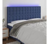vidaXL Testiera a LED Blu 200x5x118/128cm in Tessuto, testiera Letto, testiera, testiera in Tessuto, Testata Letto, Testata