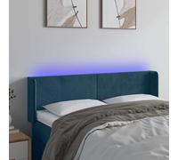 vidaXL Testiera a LED Blu Scuro 147x16x78/88 cm in Velluto