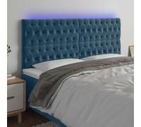 vidaXL Testiera a LED Blu Scuro 200x7x118/128 cm in Velluto