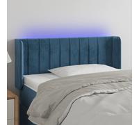 vidaXL Testiera a LED Blu scuro 93x16x78/88 cm in Velluto