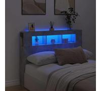 vidaXL Testiera LED Grigio Cemento 140x18,5x103,5 cm Legno Multistrato, testiera LED, Testata con LED, testiera con Ripiani, testiera con LED